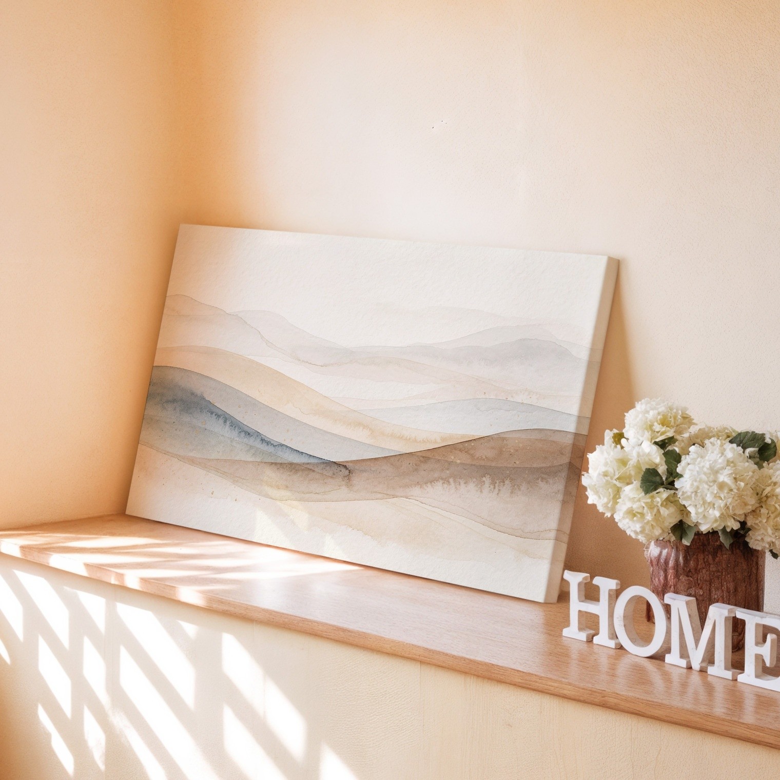 Neutral tones abstract landscape canvas wall art modern minimalist decor print
