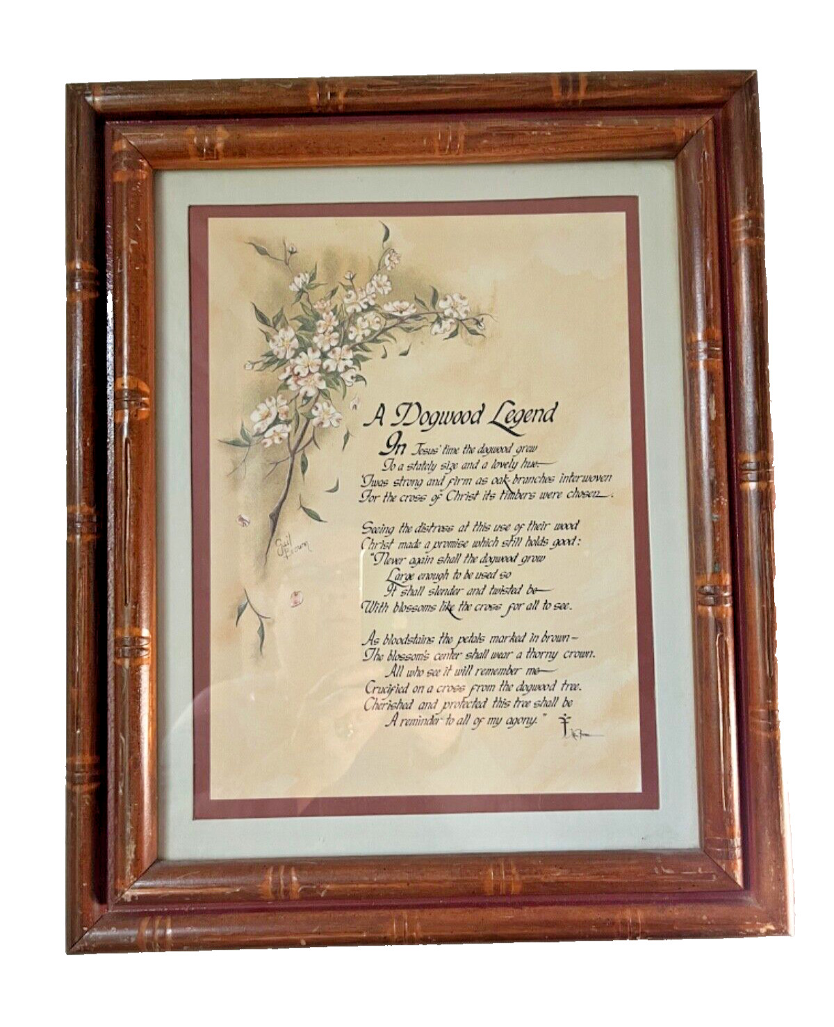 Vintage Framed Dogwood Legend