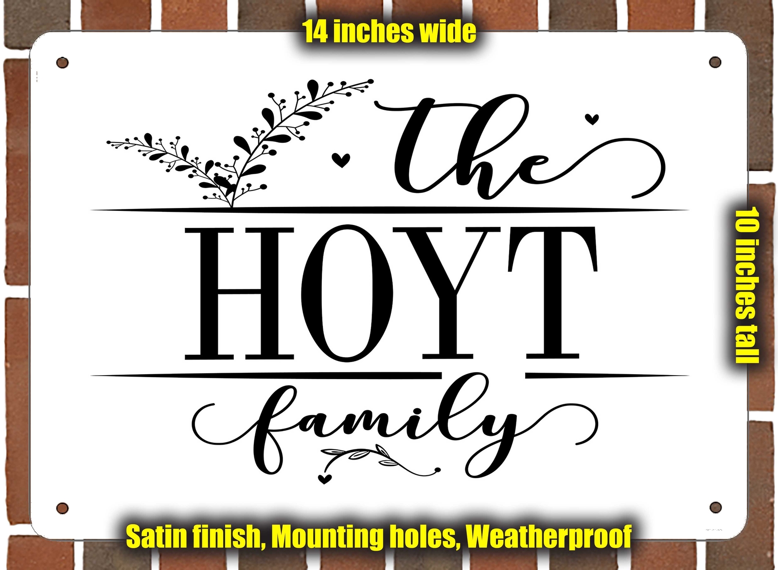 Hoyt Family Decorative Metal Door or Wall Plaque (Style 2)