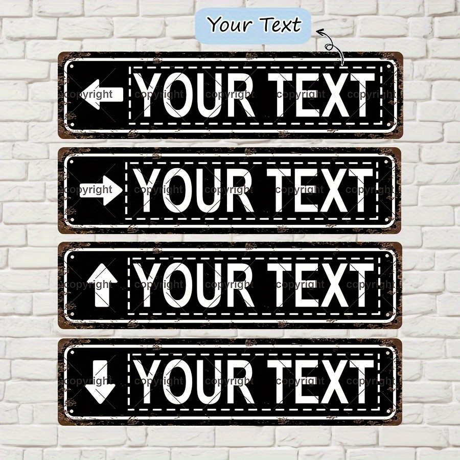 Custom Directional Arrow Metal Sign Personalized Text Vintage Wall Home Decor