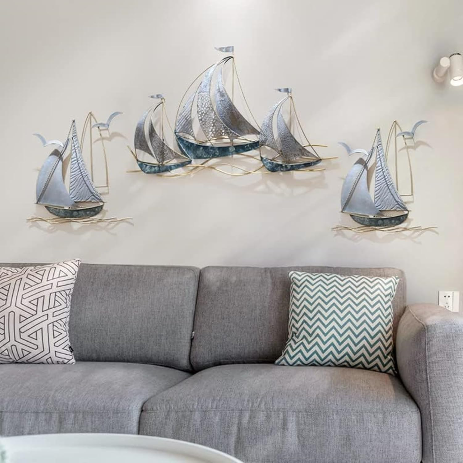 Set of 3 Metal Sailboat Wall Art for Coastal Nautical Decor