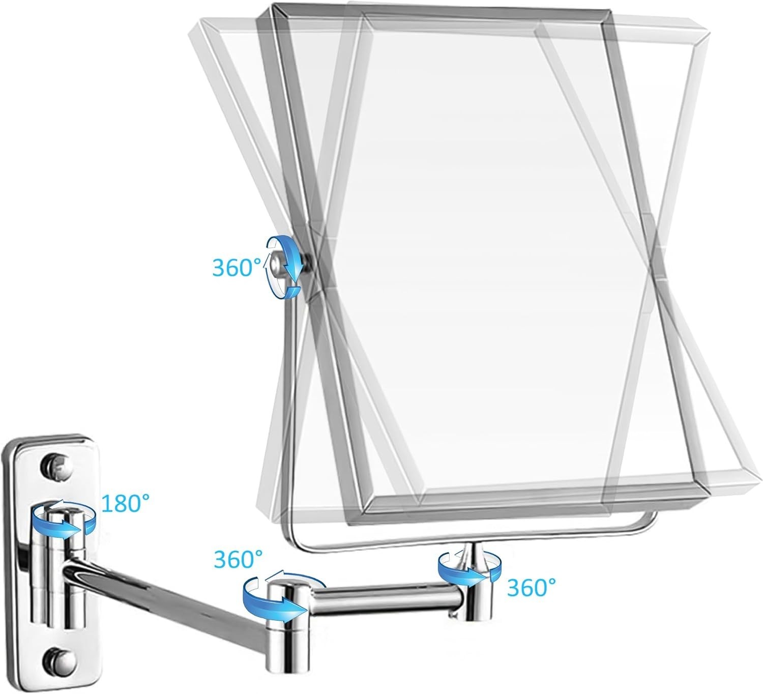 3X Magnifying Wall Mounted Vanity Makeup Mirror | Rectangular 8X6 Inch With