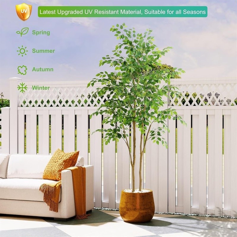 Artificial Ficus Tree Indoor Decorative Plant Realistic Faux Greenery Easy Care