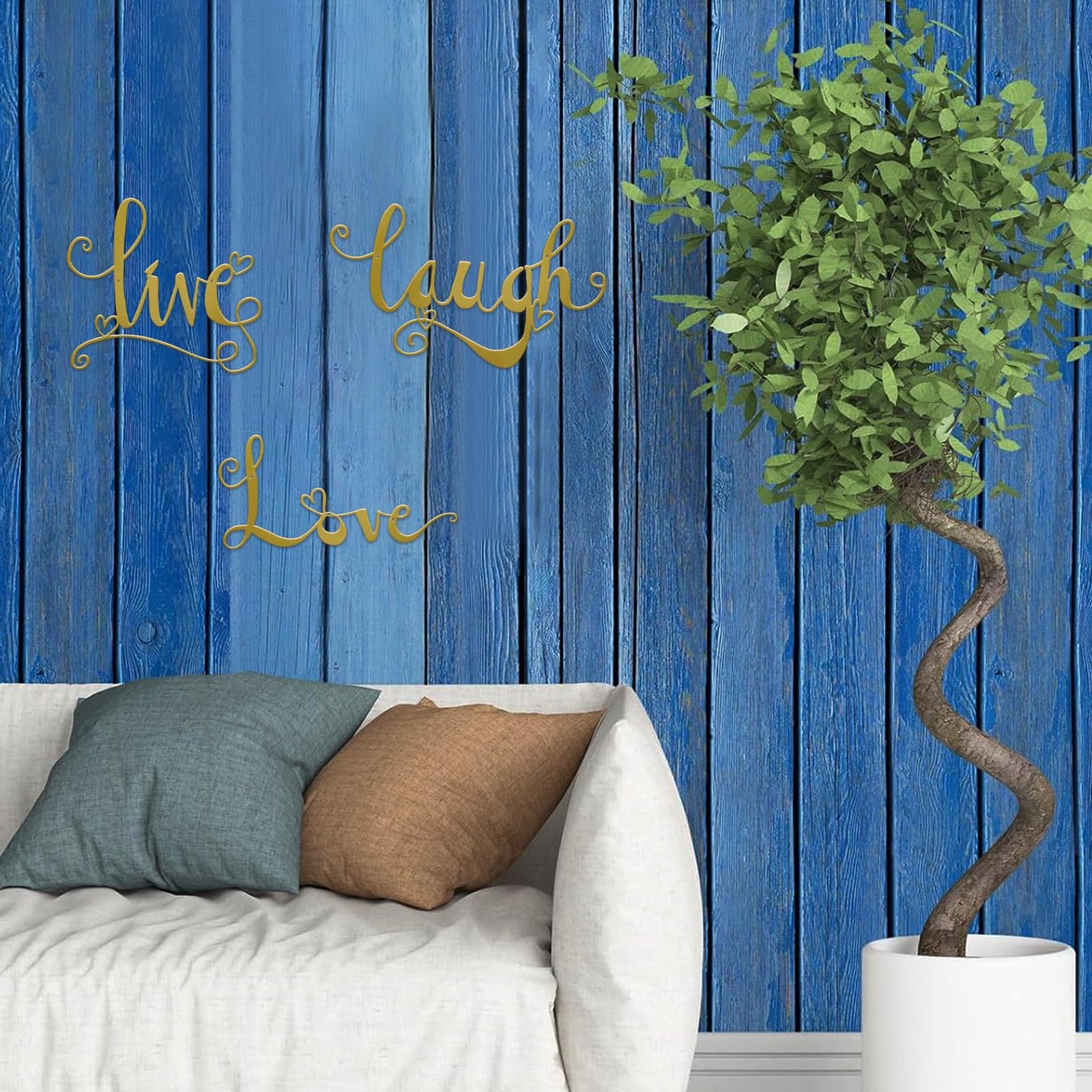 3 Pieces Gold Metal Letter Sign Decor &lsquo;Live Laugh Love&rsquo; WordArt Wall Art Deco…