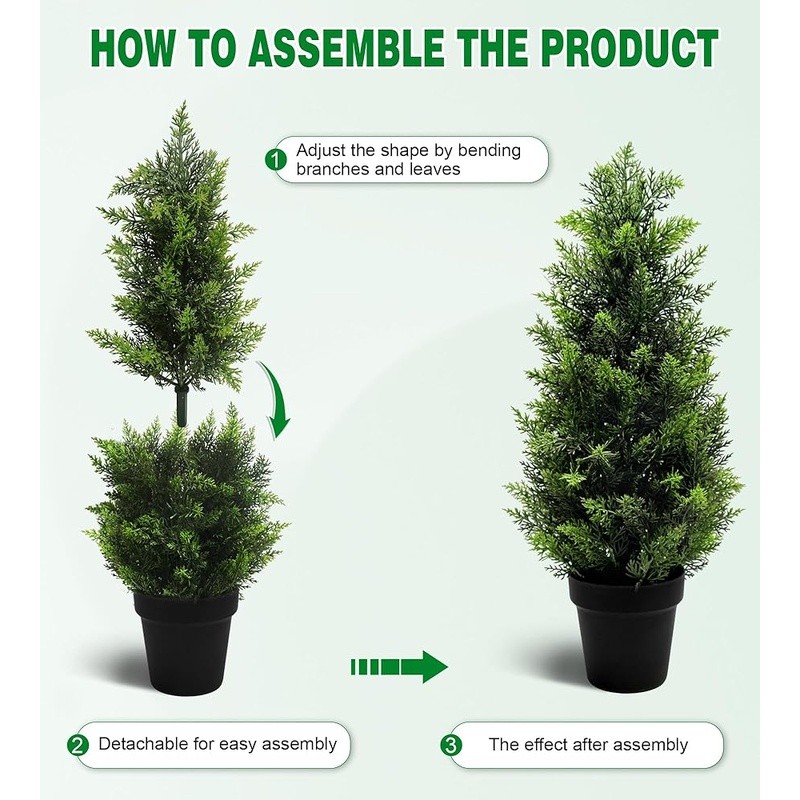 Set of 2 Realistic Cedar Trees Indoor Decoration Bendable Branches Easy Care New
