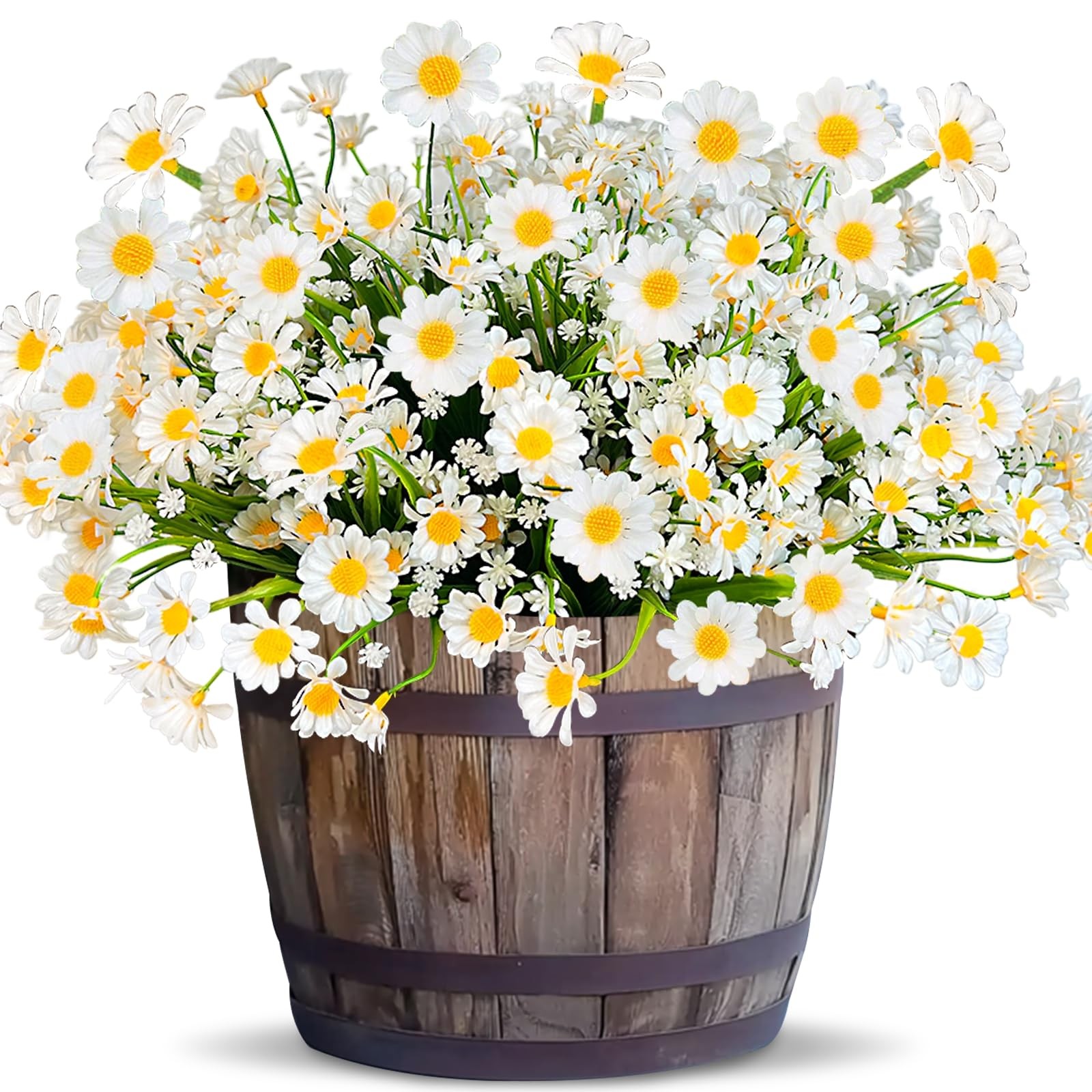8 Bundles Artificial Daisy Flowers for Outdoors Summer Decor, UV Resistant Fa…