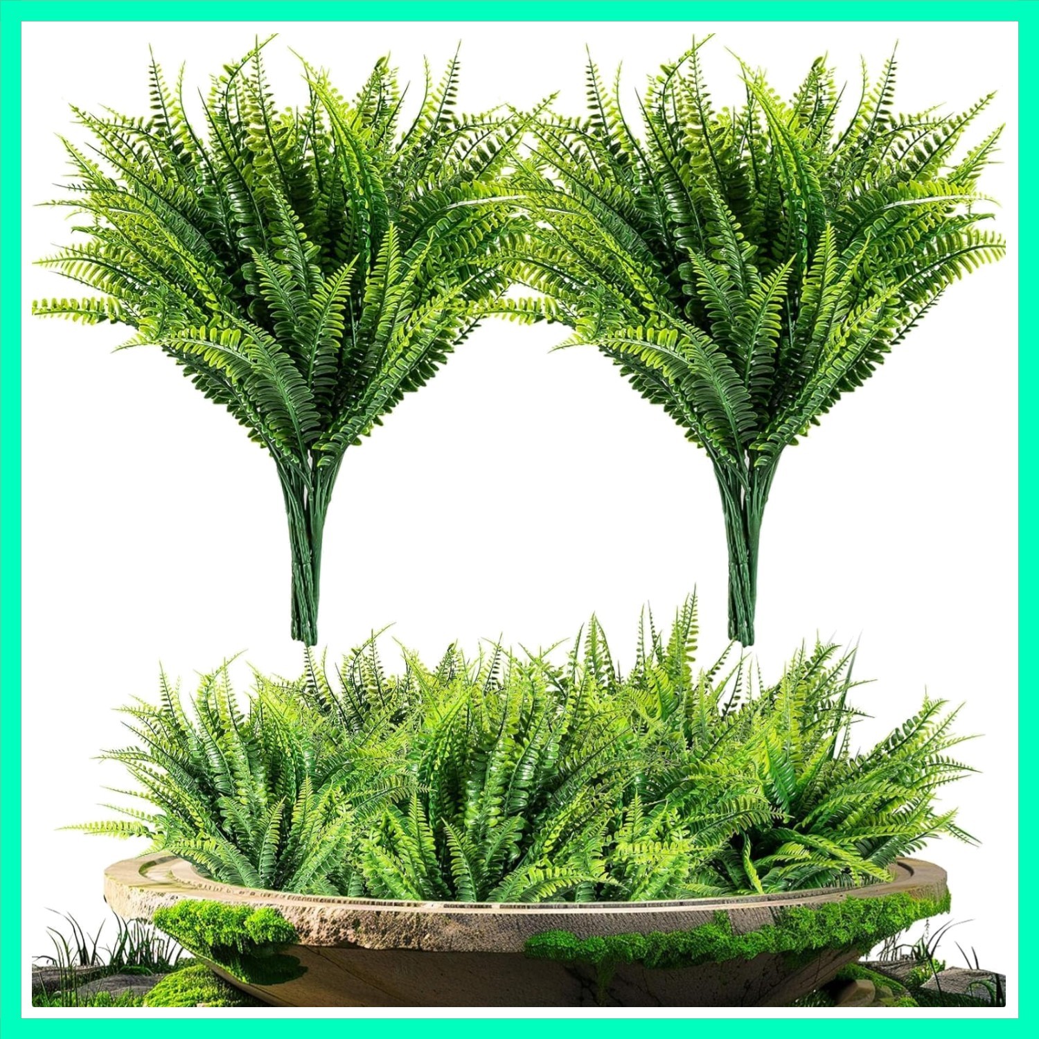 10 Pcs Fake Fern – Artificial Ferns for Outdoors – Faux Ferns for Outdoor Pla…
