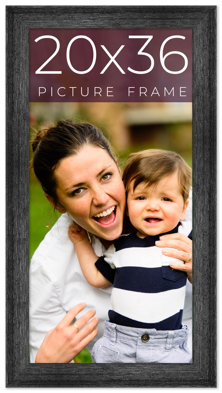 20×36 Frame Black Real Wood Picture Frame Width 1.5 inches | Interior Frame Dept
