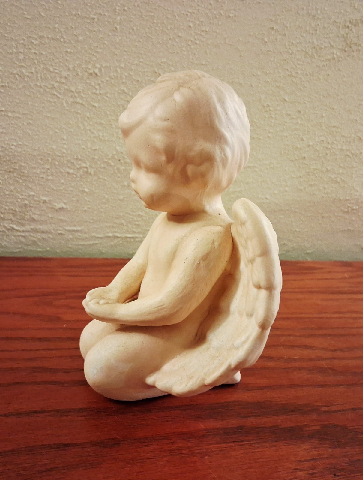 Angel Cherub Figurine Praying Ceramic Handcrafted 6.75 in Vintage