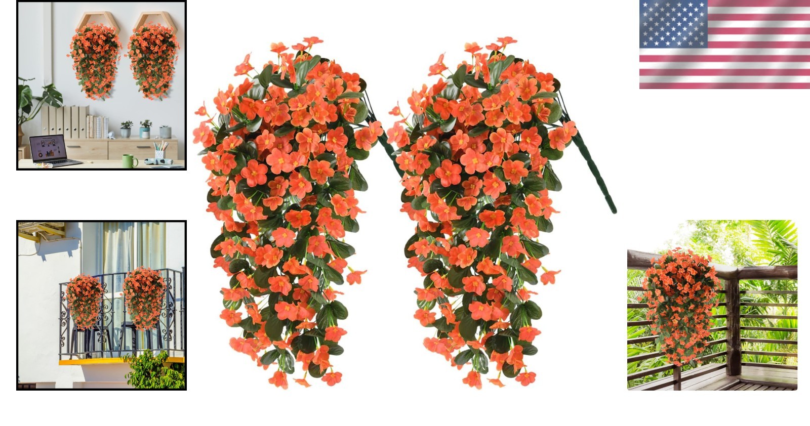Realistic Trailing Vines – 2PCS UV Resistant Hanging Flowers for Home Decoration