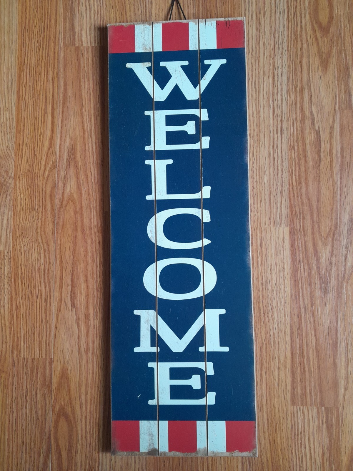 Welcome Sign Americana Patriotic Red White Blue 4th of July 23×8&Prime;