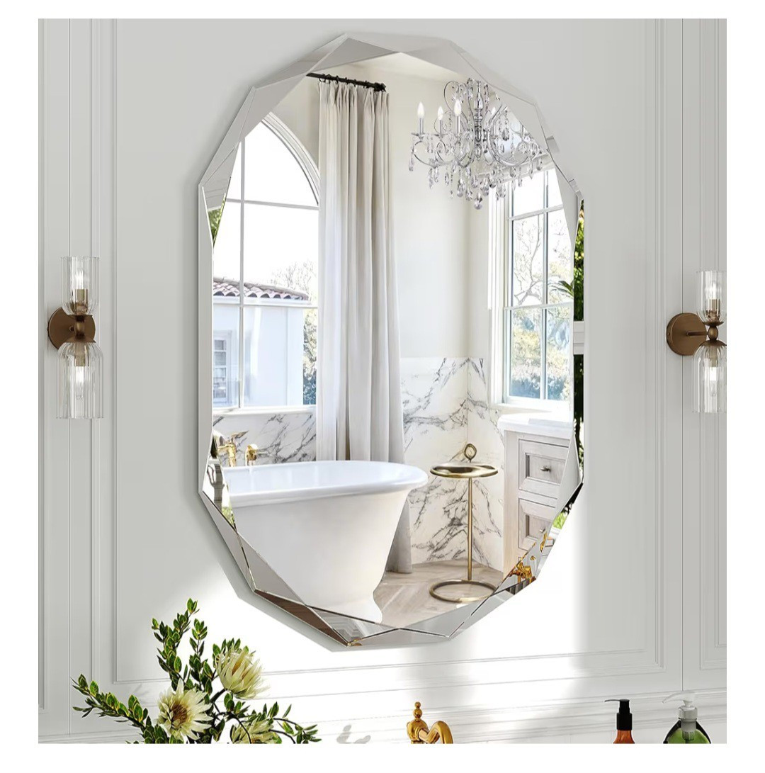 36×24 Inch Beveled Oval Bathroom Mirror, Frameless Copper-Free Silver Mirror,…