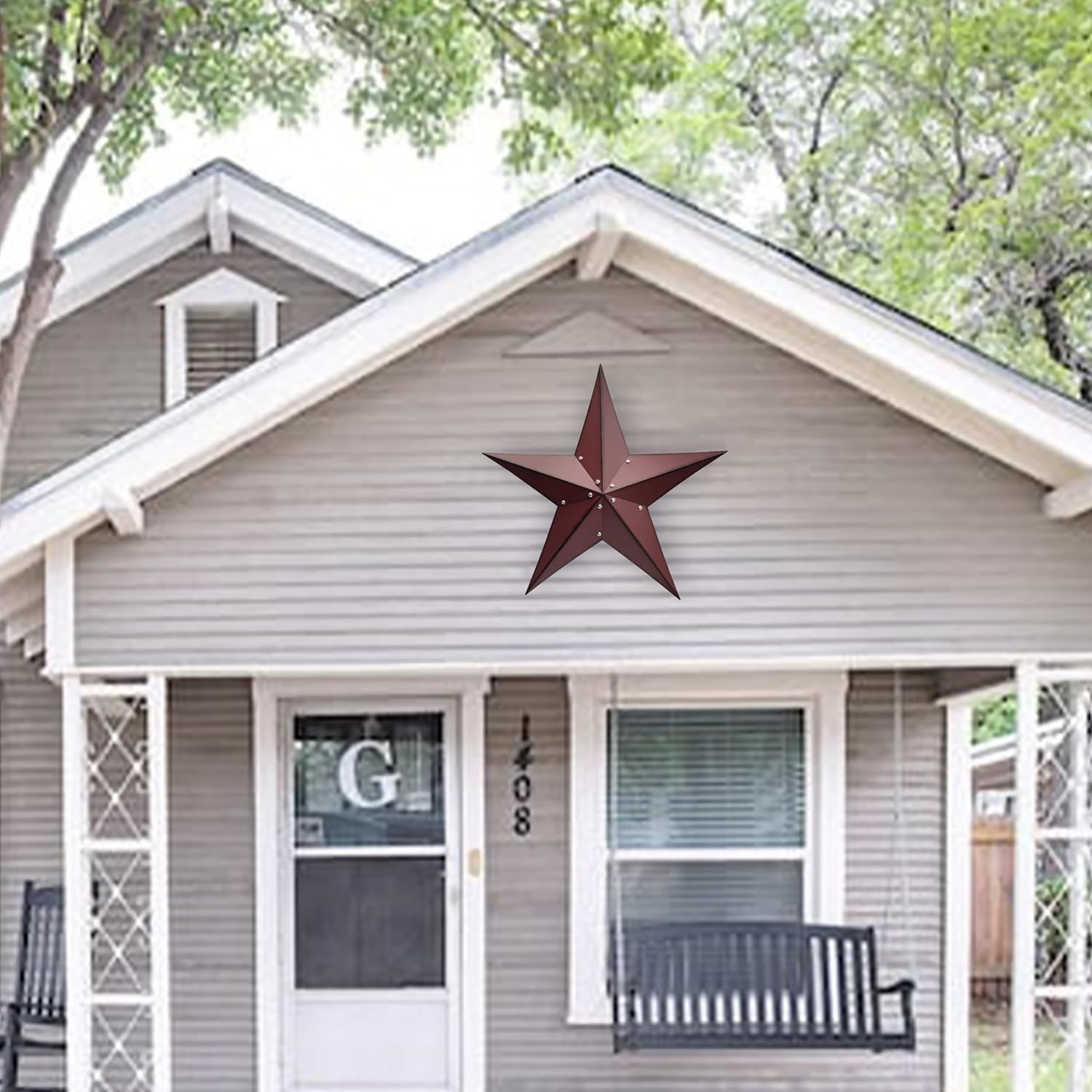 24&Prime; Rustic Metal Barn Star Wall Decor-Handmade Red Barn Stars Indoor o…