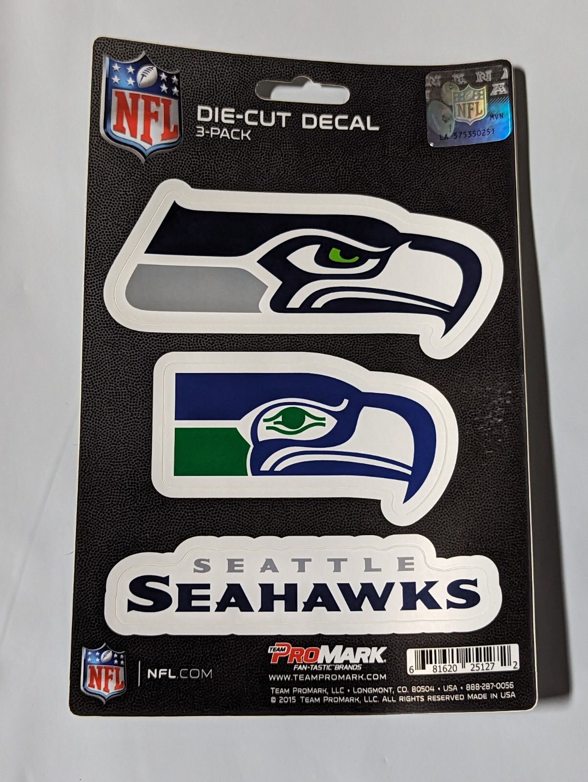 Seattle Seahawks 3-Pack Die-cut Decals Stickers Sheet Measures 5&Prime; x 7&Prime; New!