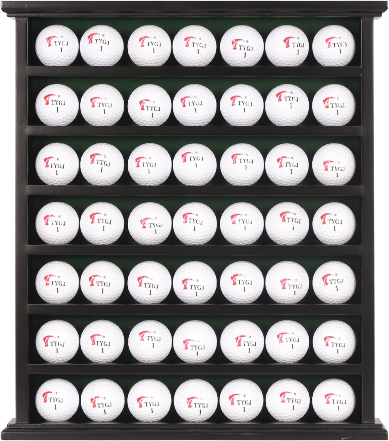 Golf Ball Display Case 49 Pcs Black & Green Clubhouse Wall Mount Cabinet Rack