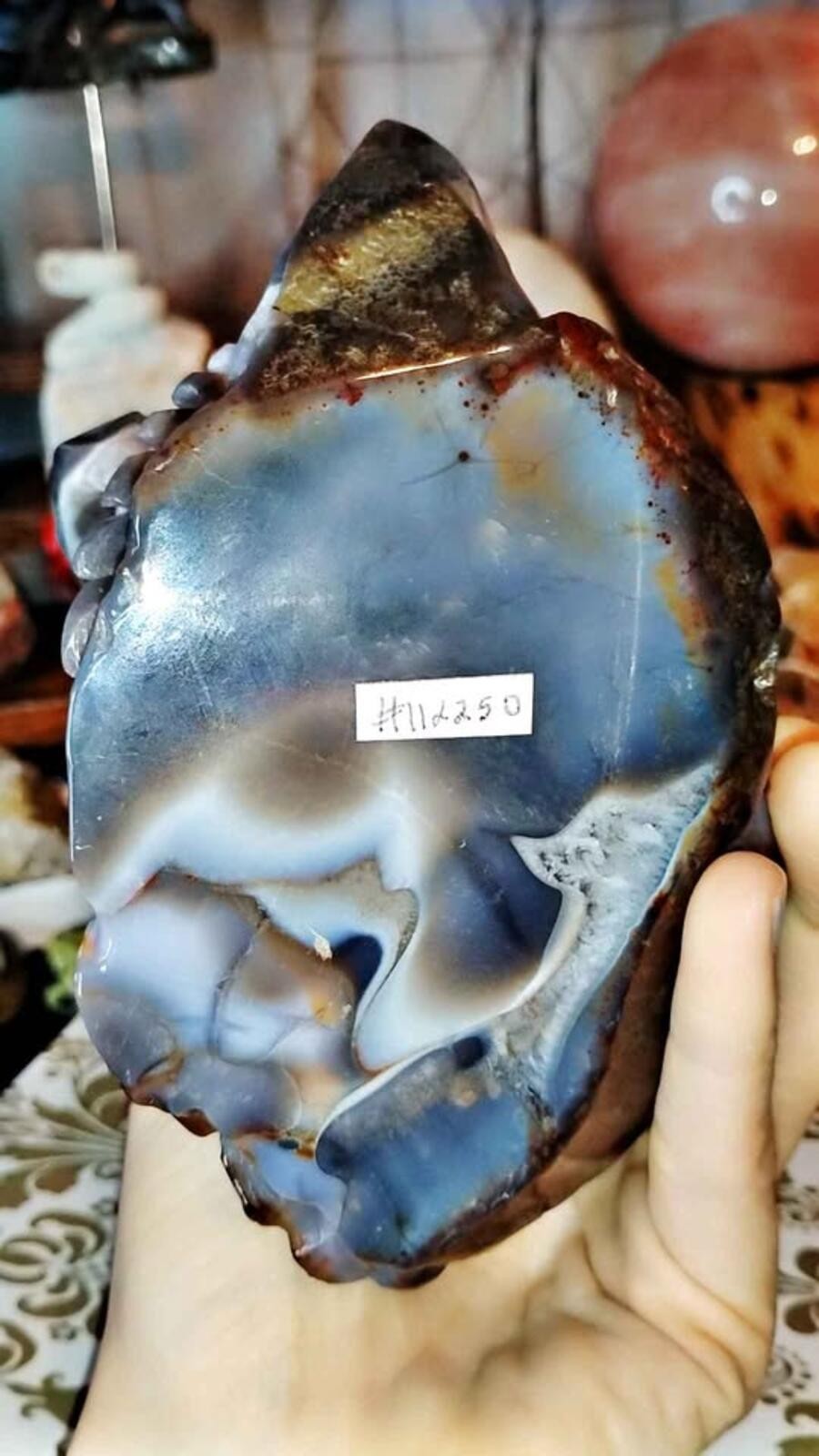 Blue Flower Agate Dragon Carving