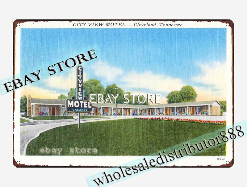 1930-45 City View Motel Cleveland, Tennessee tin sign contemporary decor
