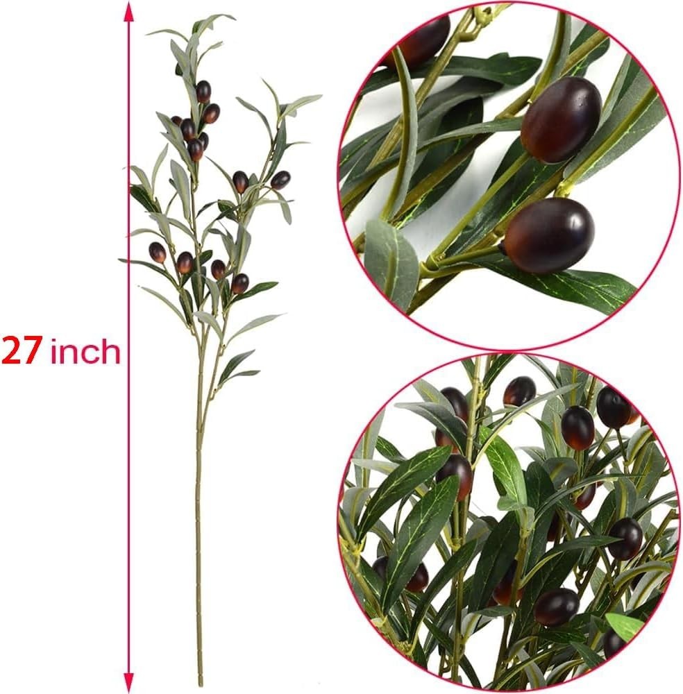Durable 3-Piece Olive Branch Decoration Stems – Faux Greenery for All Occasions