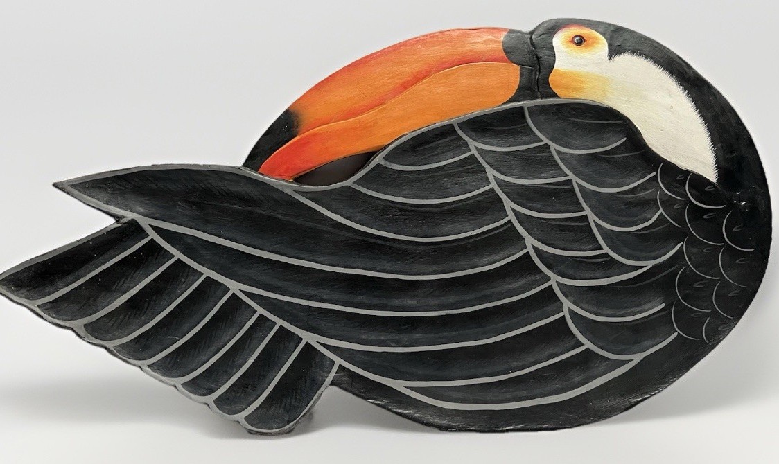 Large Toucan Tropical Bird Wood Folk Art Wall Plaque Handmade 24” X 13” Bali
