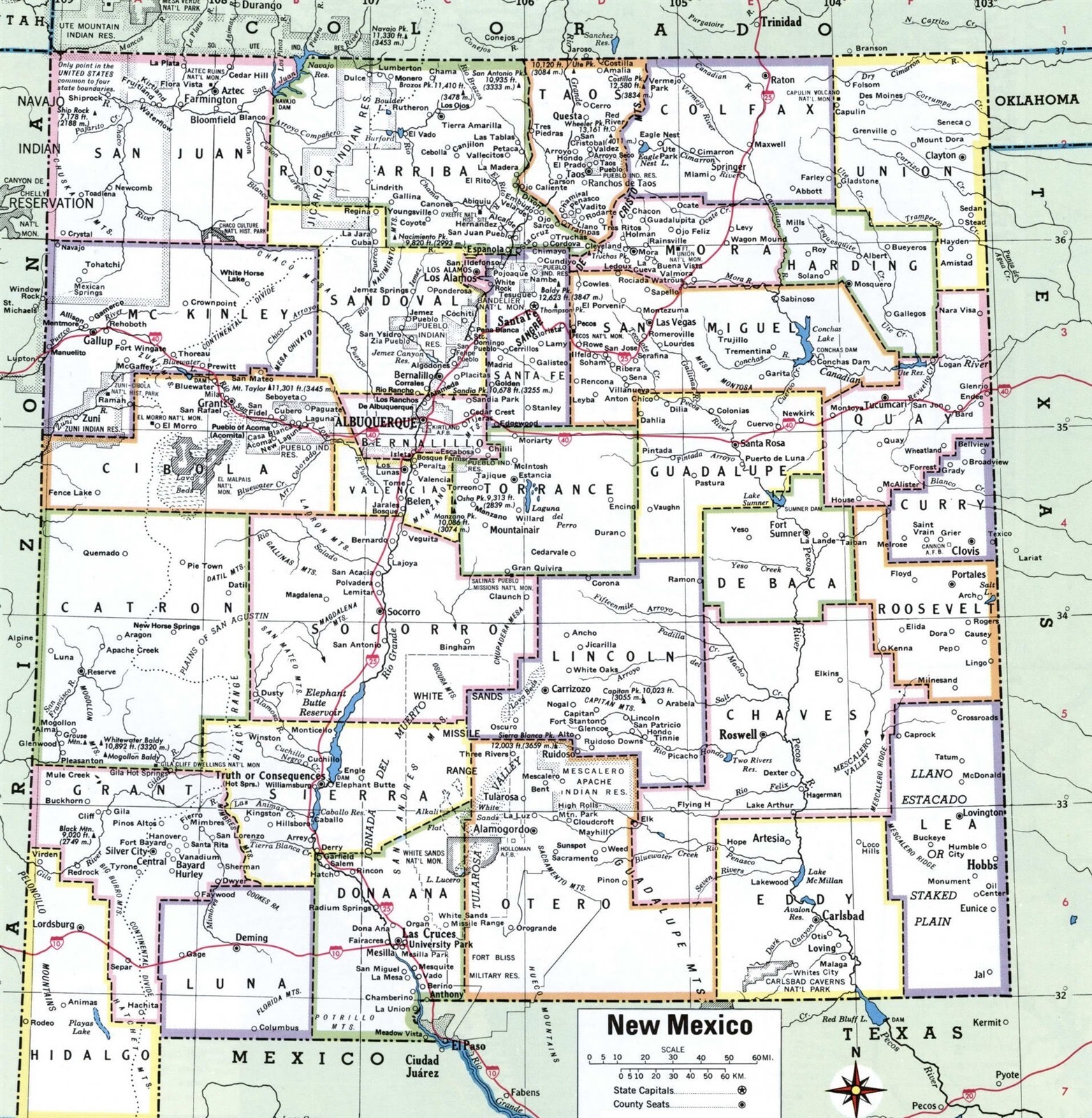 NEW MEXICO COUNTY COUNTIES MAP GLOSSY POSTER PICTURE PHOTO PRINT BANNER 10288