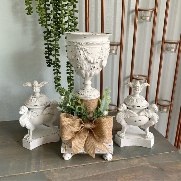 Eclectic Revival Hand Painted Distressed Set of Three