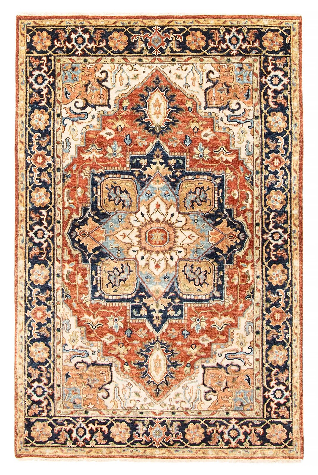 Vintage Hand-Knotted Carpet 3&rsquo;10 » x 5&rsquo;11 » Traditional Oriental Wool Area Rug
