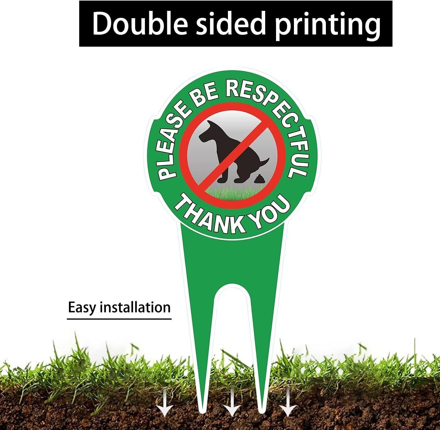 Easy Install Double-Sided Dog Sign – 2 Pack, 12&Prime; x 6&Prime; – Lawn Care Essential