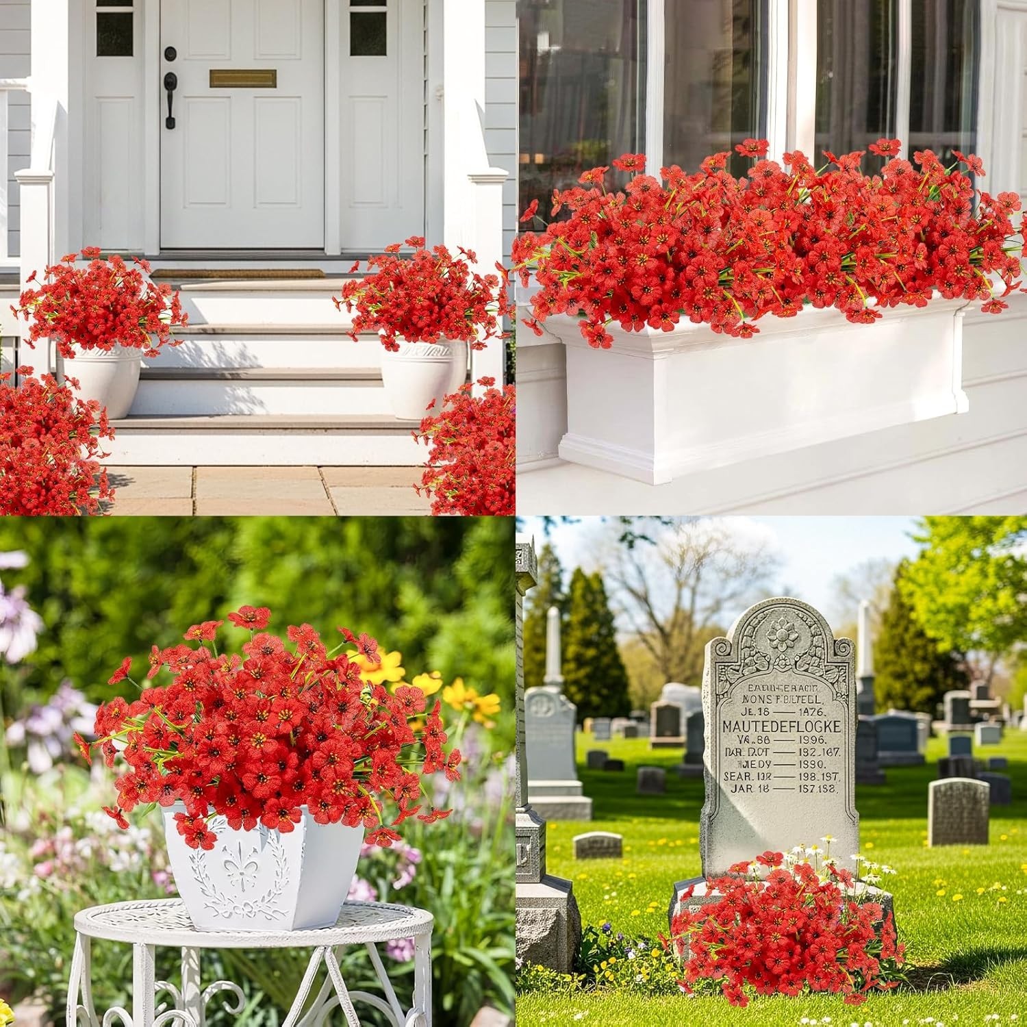 Ultra-Realistic Outdoor Faux Flowers – 12 Bundles, Easy Care & Customizable