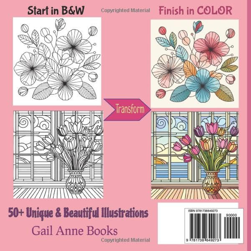 FLOWERS & BIRDS, ELEGANT & EASY COLORING BOOK FOR ADULTS, SENIORS & TEENS: Unwin