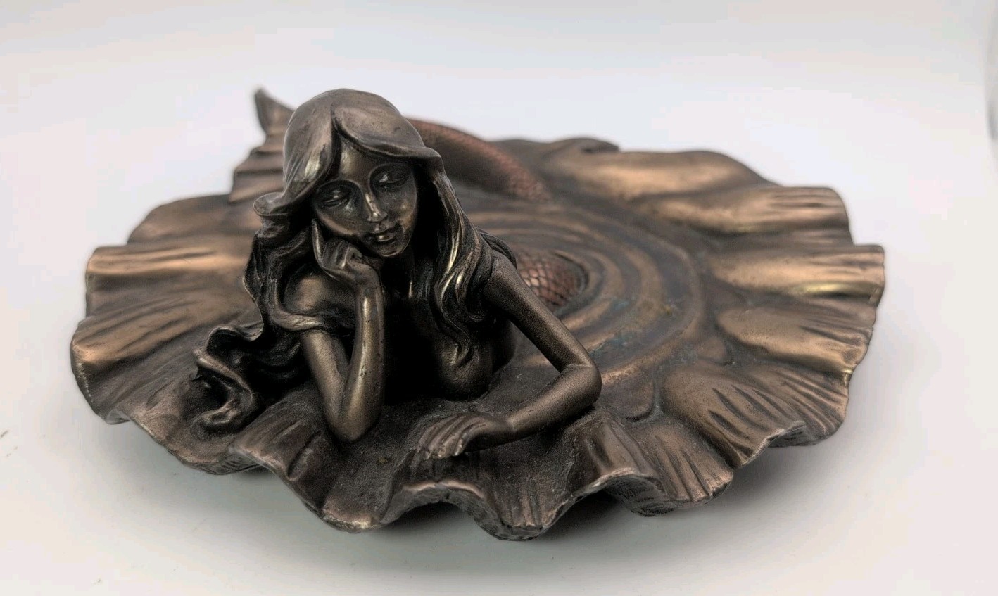SUMMIT COLLECTION Art Nouveau Mermaid Tray Trinket Dish Vintage Hollywood Vanity