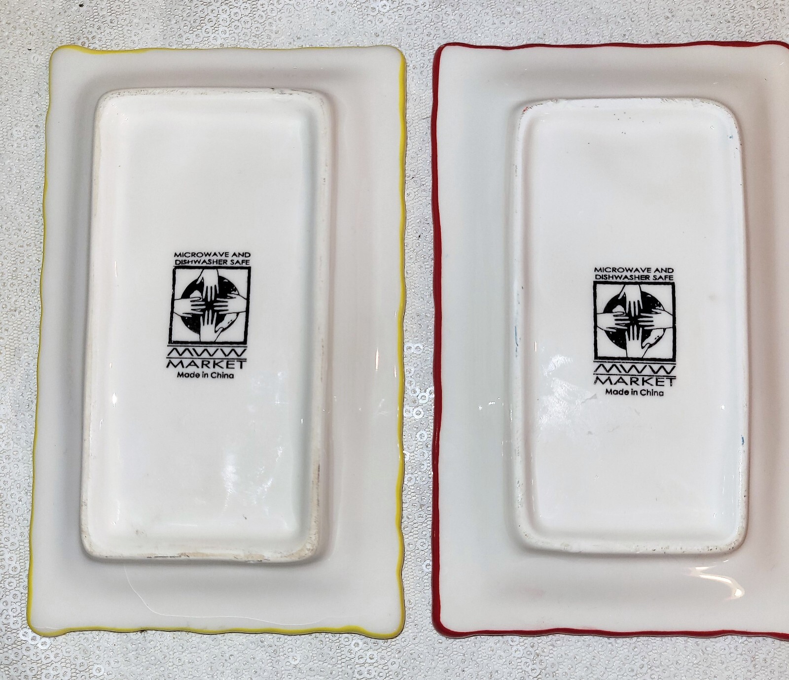 MWW Market 2Pc Fun Flamingos Rectangle 3D Embossed Mini Plate Set 6&Prime; L x 3.75&Prime;W