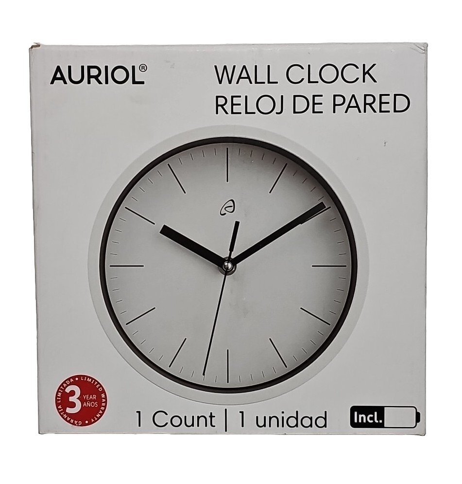 Auriol Round Wall Clock Quartz Approx 8in X 1.5in (20cm x 4cm)