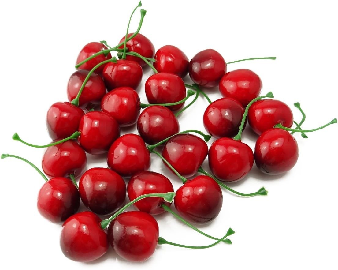 Realistic Simulation Cherries – 25 Count Indoor Decoration for All Occasions