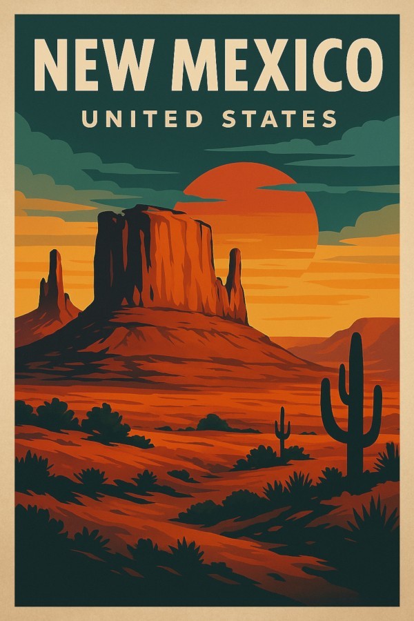 NEW MEXICO Retro Poster USA Wall Art Vintage Landscape Print Canvas Home Decor