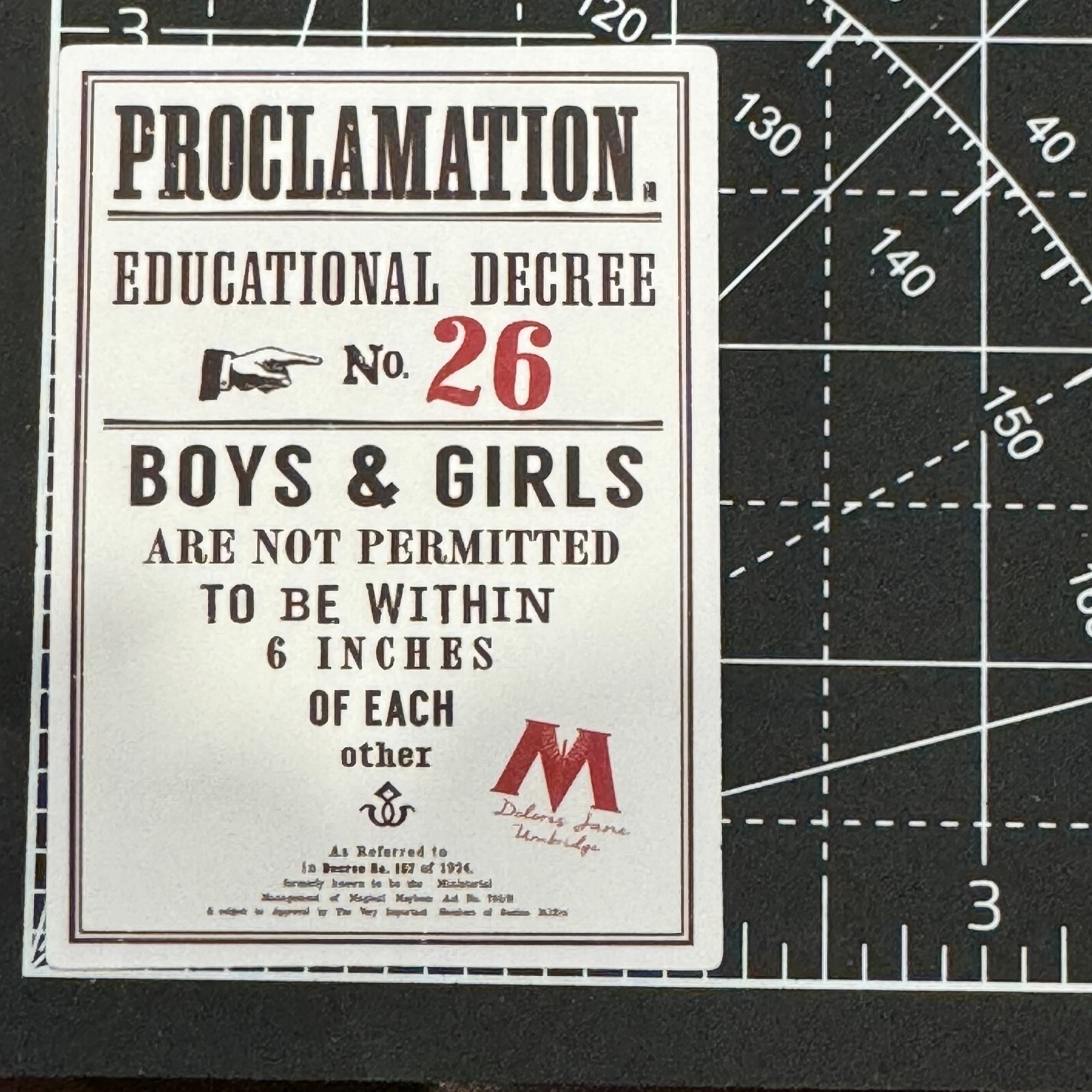 PROCLAMATION No. 26 – 6 Inch Rule – Harry Potter Decal Vinyl Sticker Bomb Poster