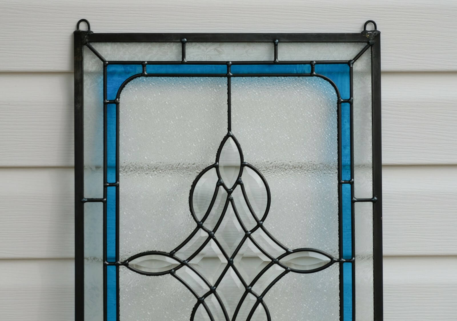 Handcrafted stained glass Clear Beveled window panel 16&Prime; x 24&Prime;