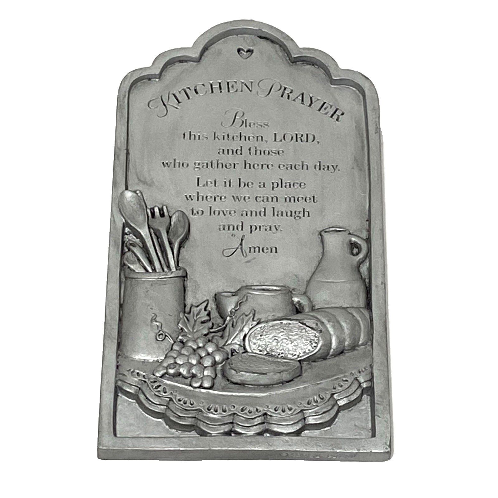 Abbey Press KITCHEN PRAYER Wall Plaque w/ Pewter Finish 7” x 4” – 3D Design
