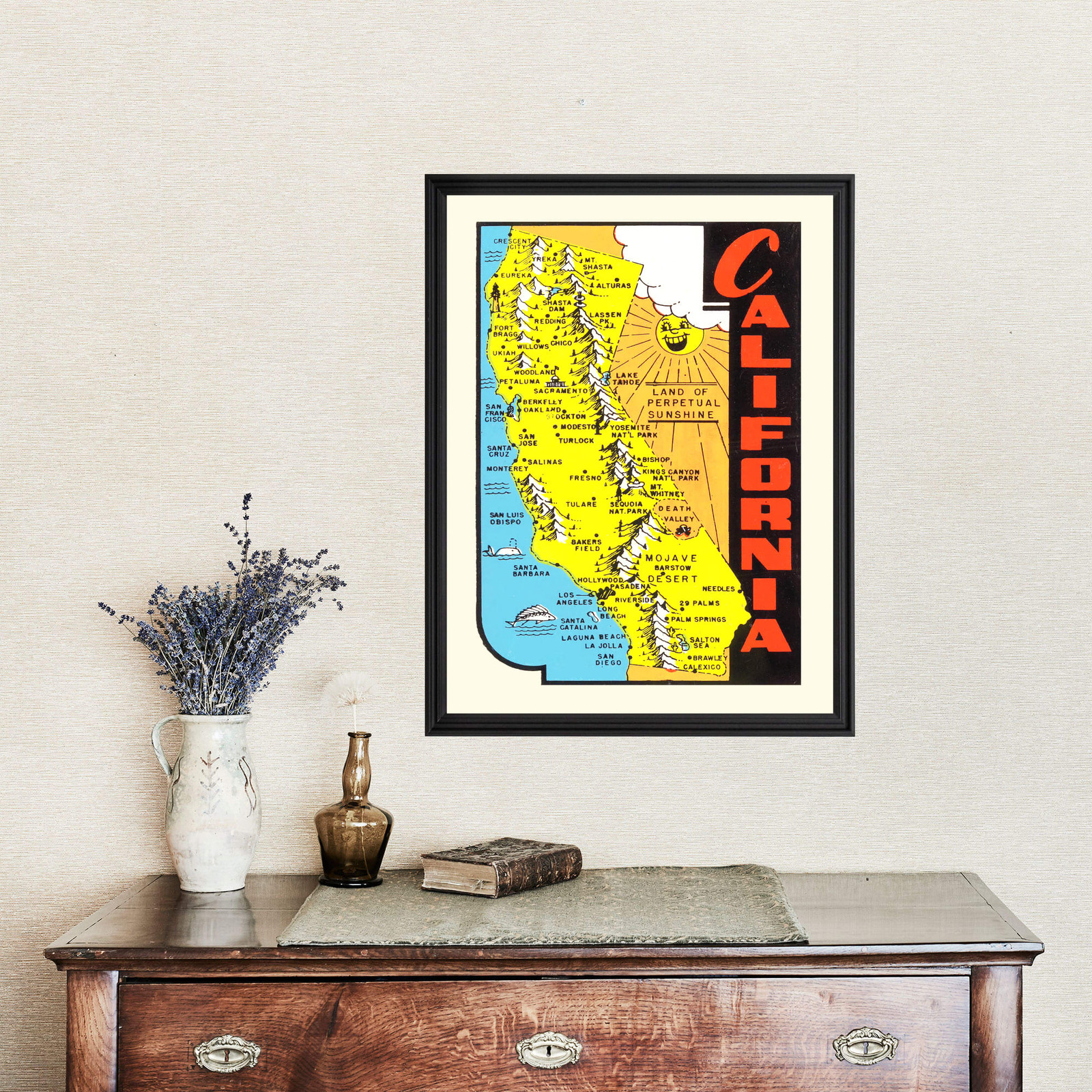 Old Map of California 1950 – Vintage California Art