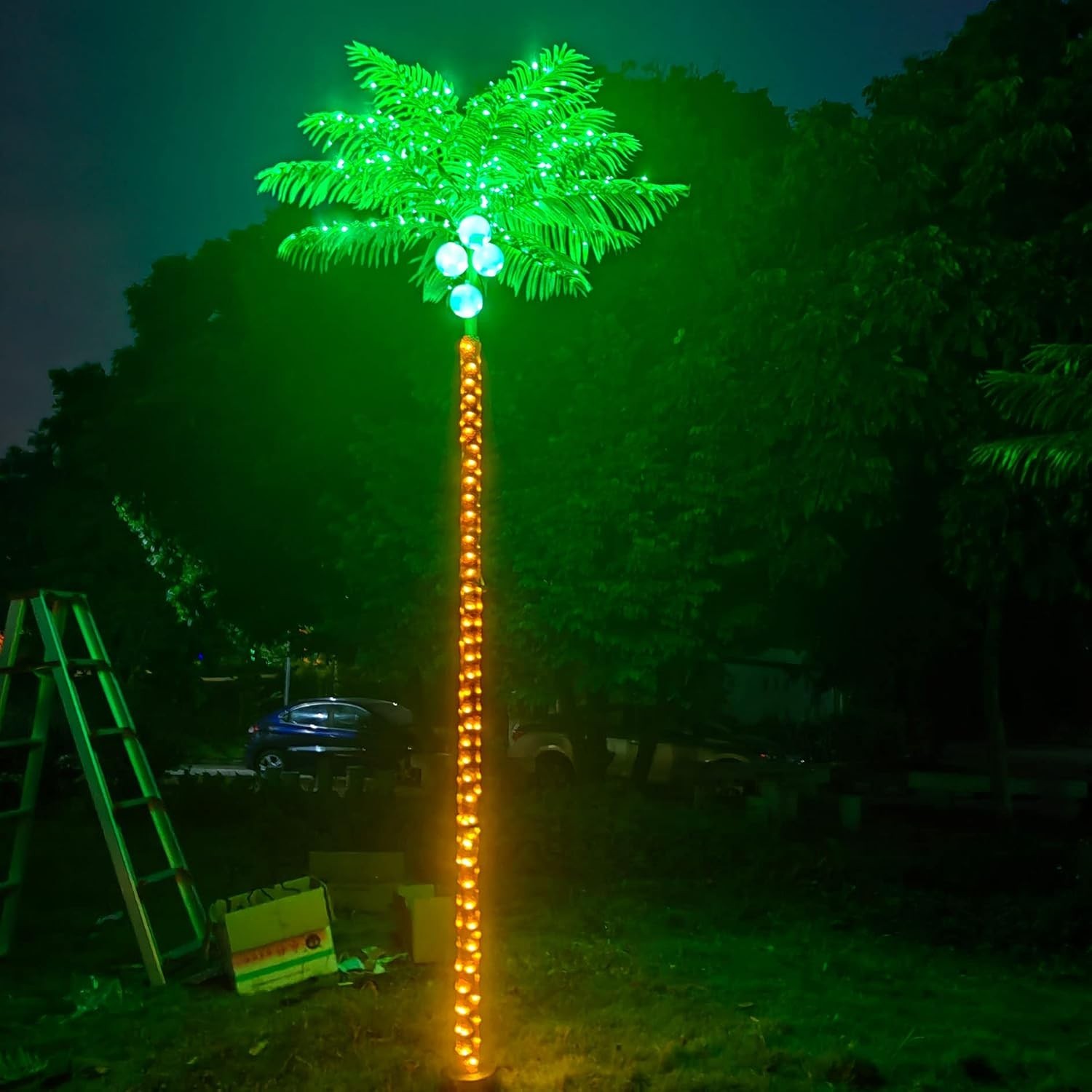 Palm Trees for Outside Patio, 9.5Ft 305 LED Lighting Artificial Palm Tree wit…