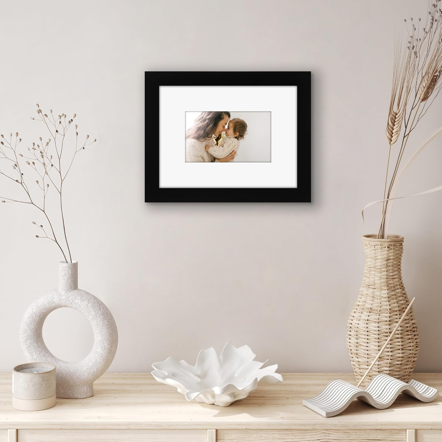 6X8 Picture Frame with Shatter-Resistant Glass – Use as 3X5 Frame with Mat or Di