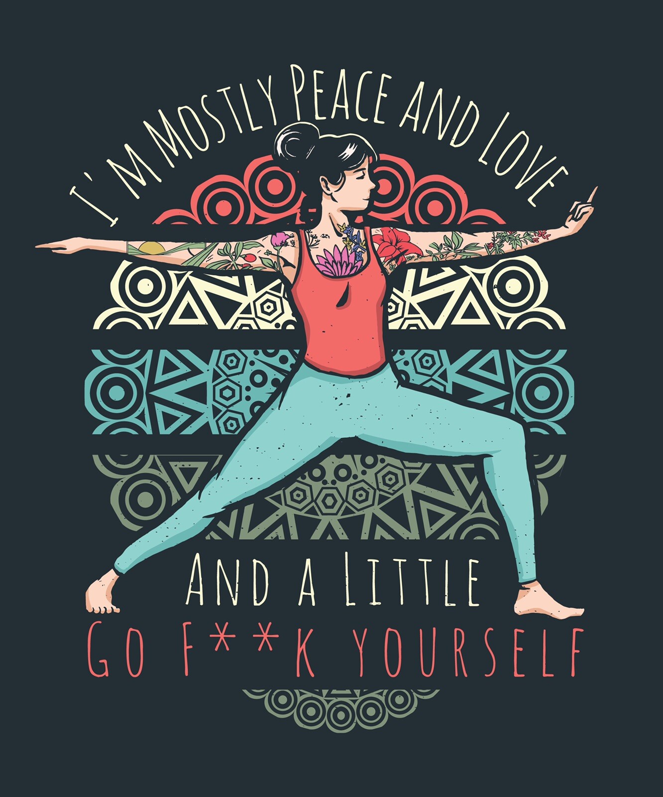Mostly Peace Love Sticker 2&Prime; Funny A Little Go F Yourself Woman Mom Life Namaste