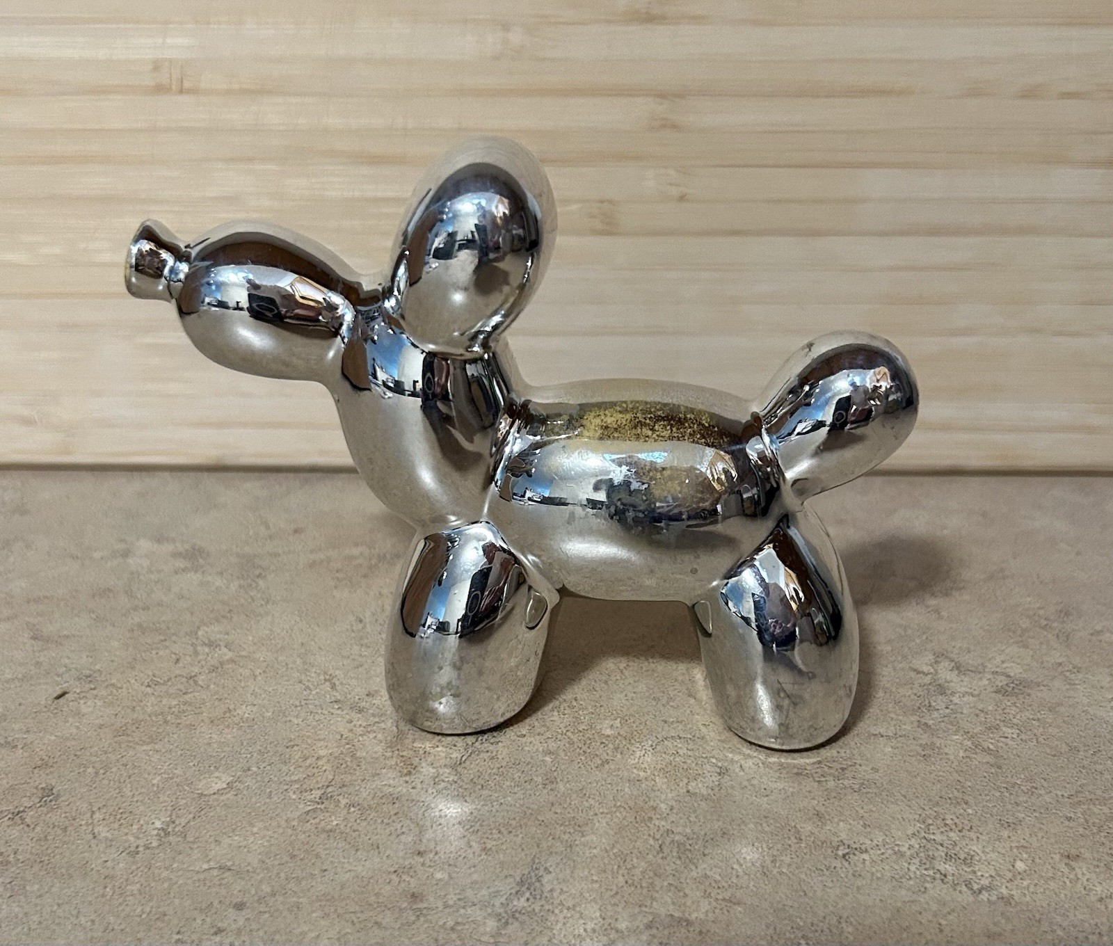 Balloon Dog 🐕 Sculpture Figurine Resin Silver Tone Finish 3.5” X 5”
