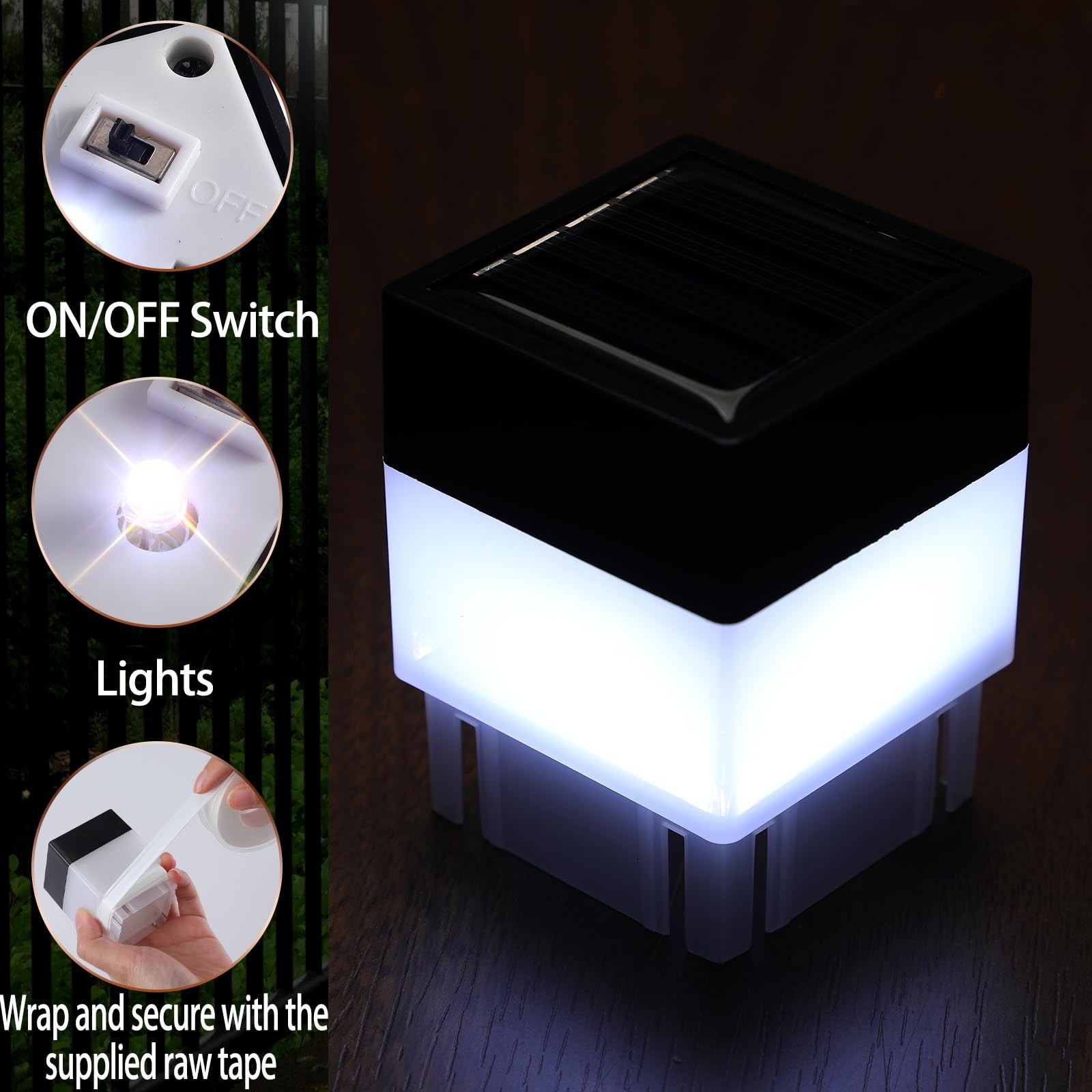 16 Pack Solar Fence Post Cap Lights 2In x 2In (5cm x 5cm) Solar Post Cap Fenc…