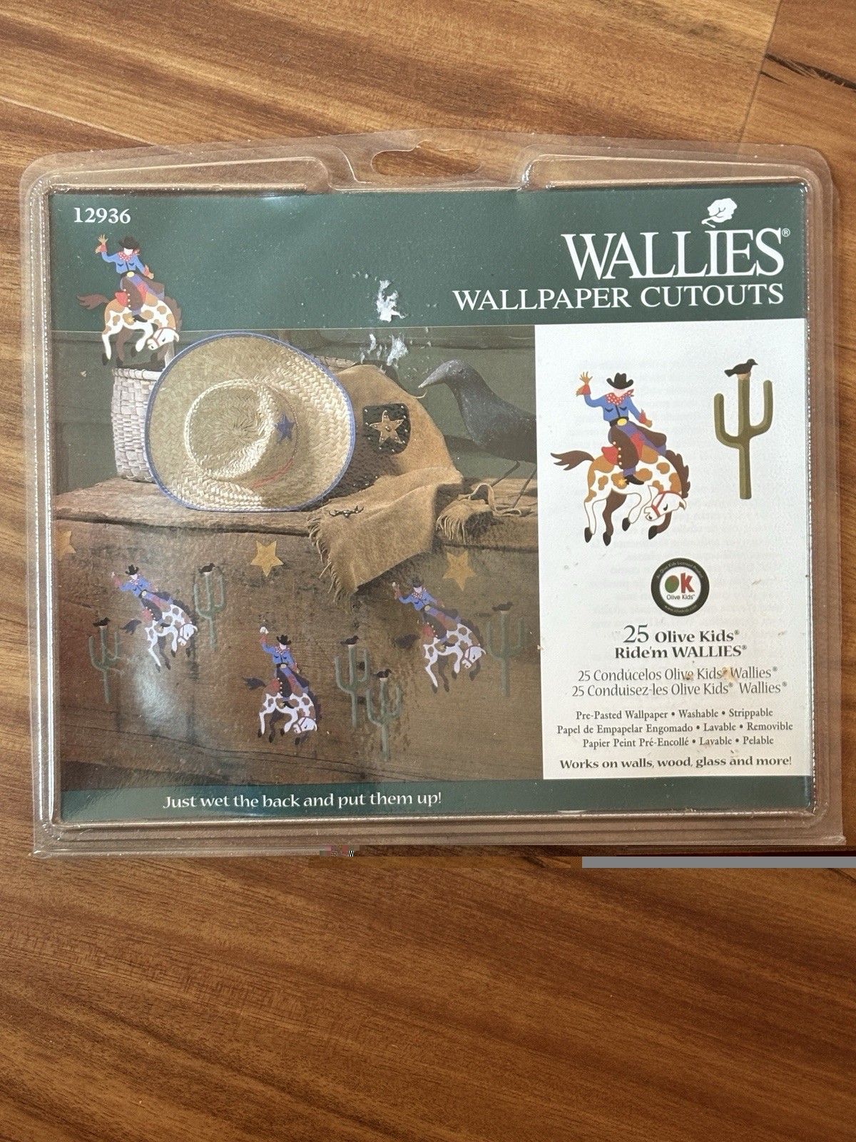 Wallies Peel & Stick Vinyl Wallpaper Decals Olive Kids Ride&rsquo;m NEW