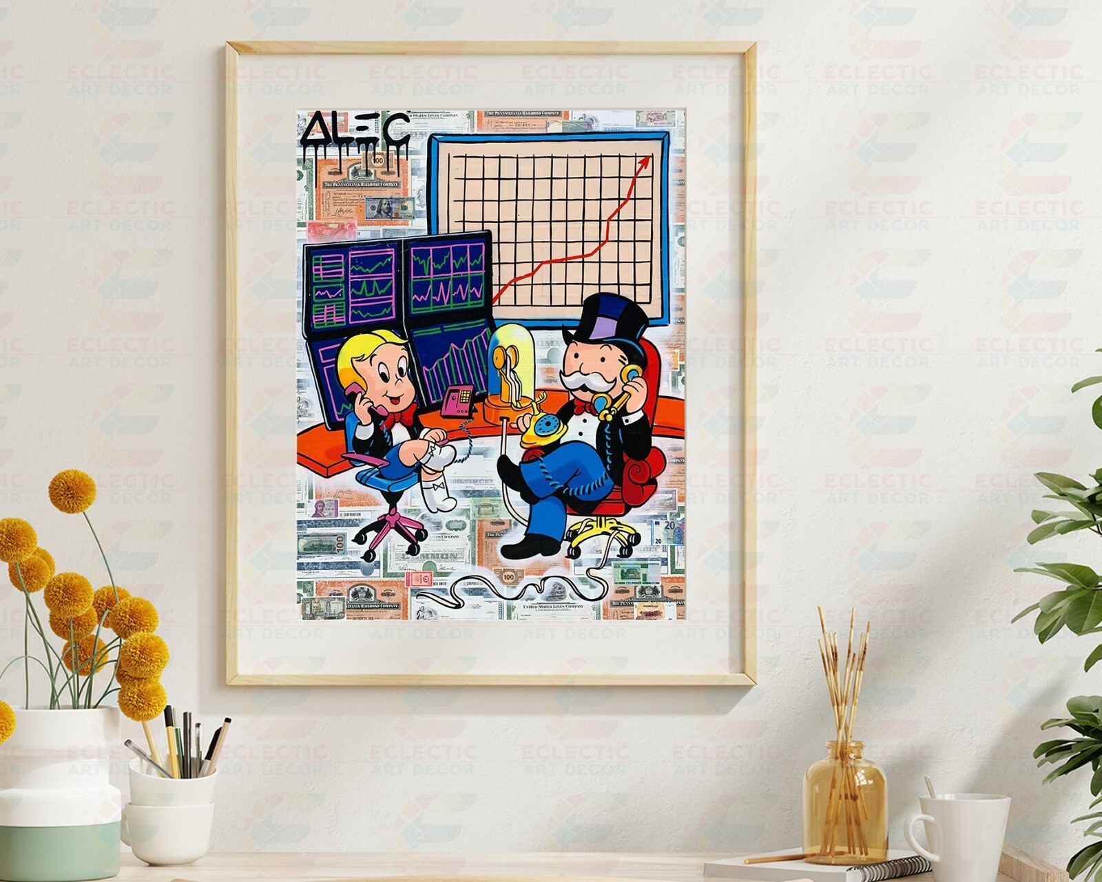 Alec Monopoly Stock Charts Art Print | Mounted Canvas | Framed Canvas | Acrylic