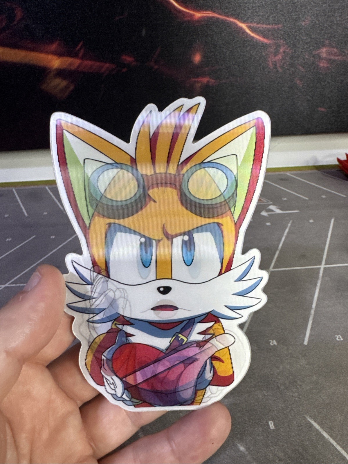 5 X 4 3D Flip Plastic Sticker Sonic Tails