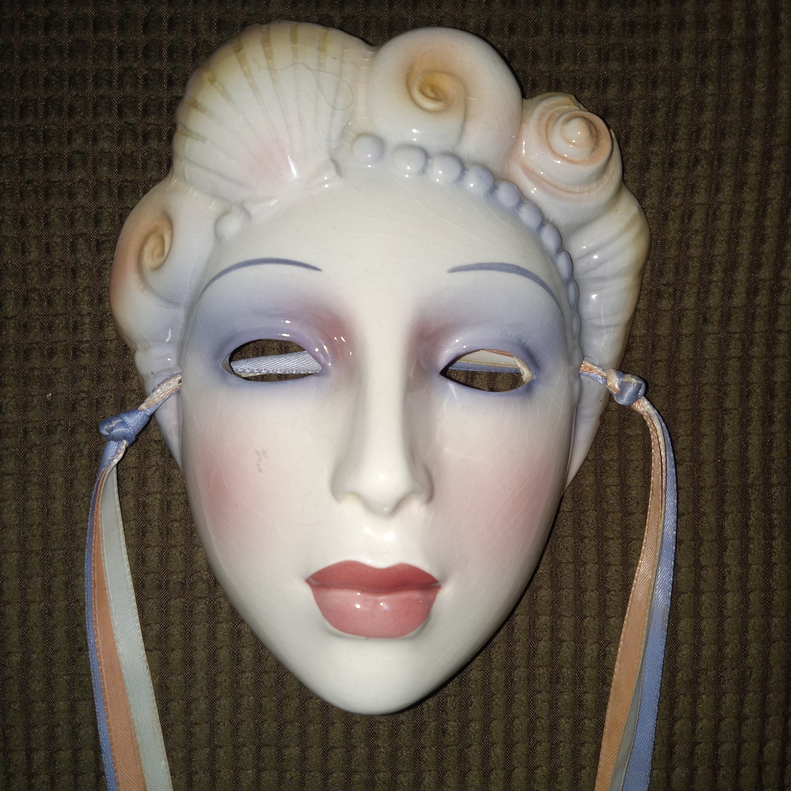 Vintage Clay Art 90s Mask Wall Hanging Art Decor Hand Painted San Francisco CA