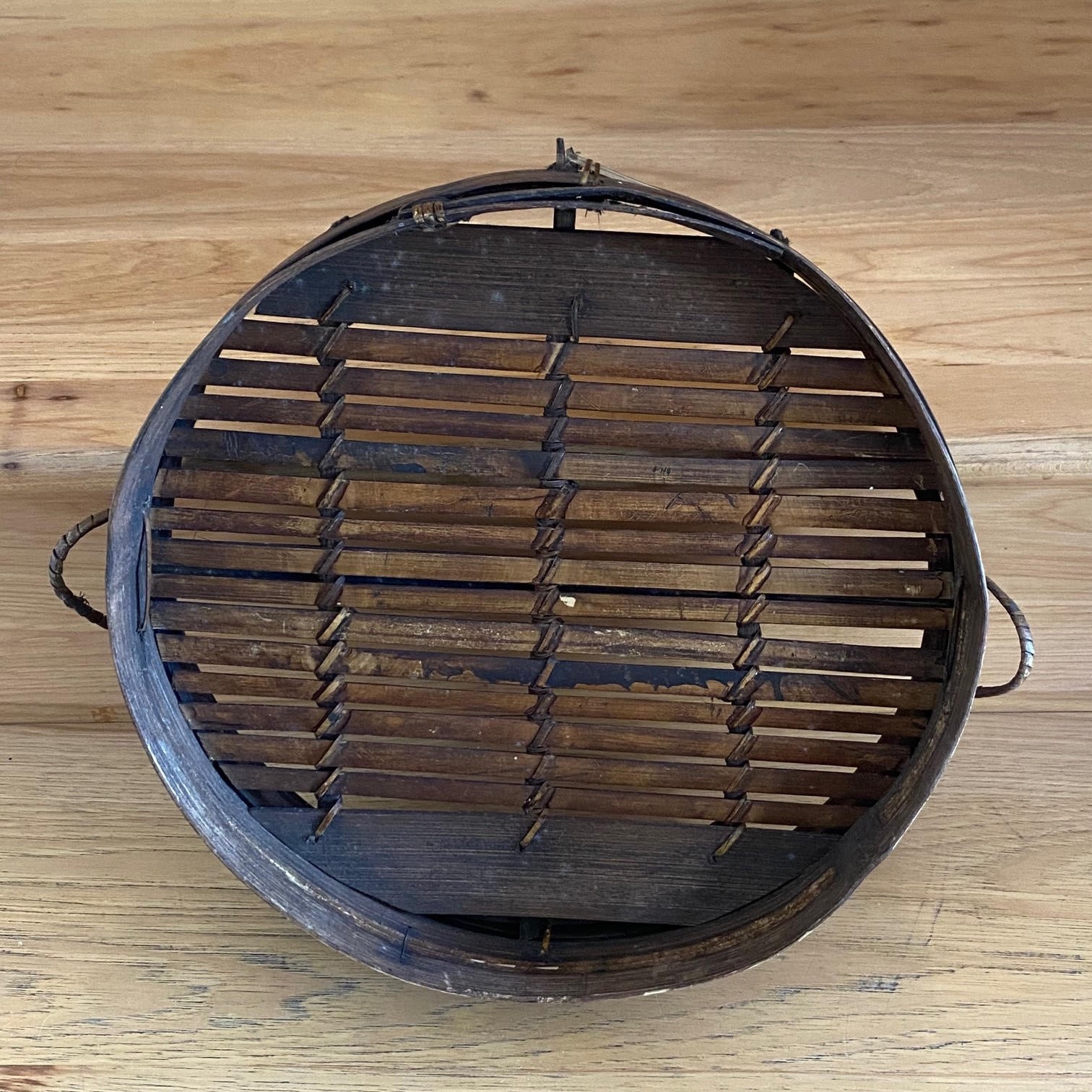 Vintage Handwoven Steam Basket Primitive Steaming Wall Art Decor Large 16&Prime;