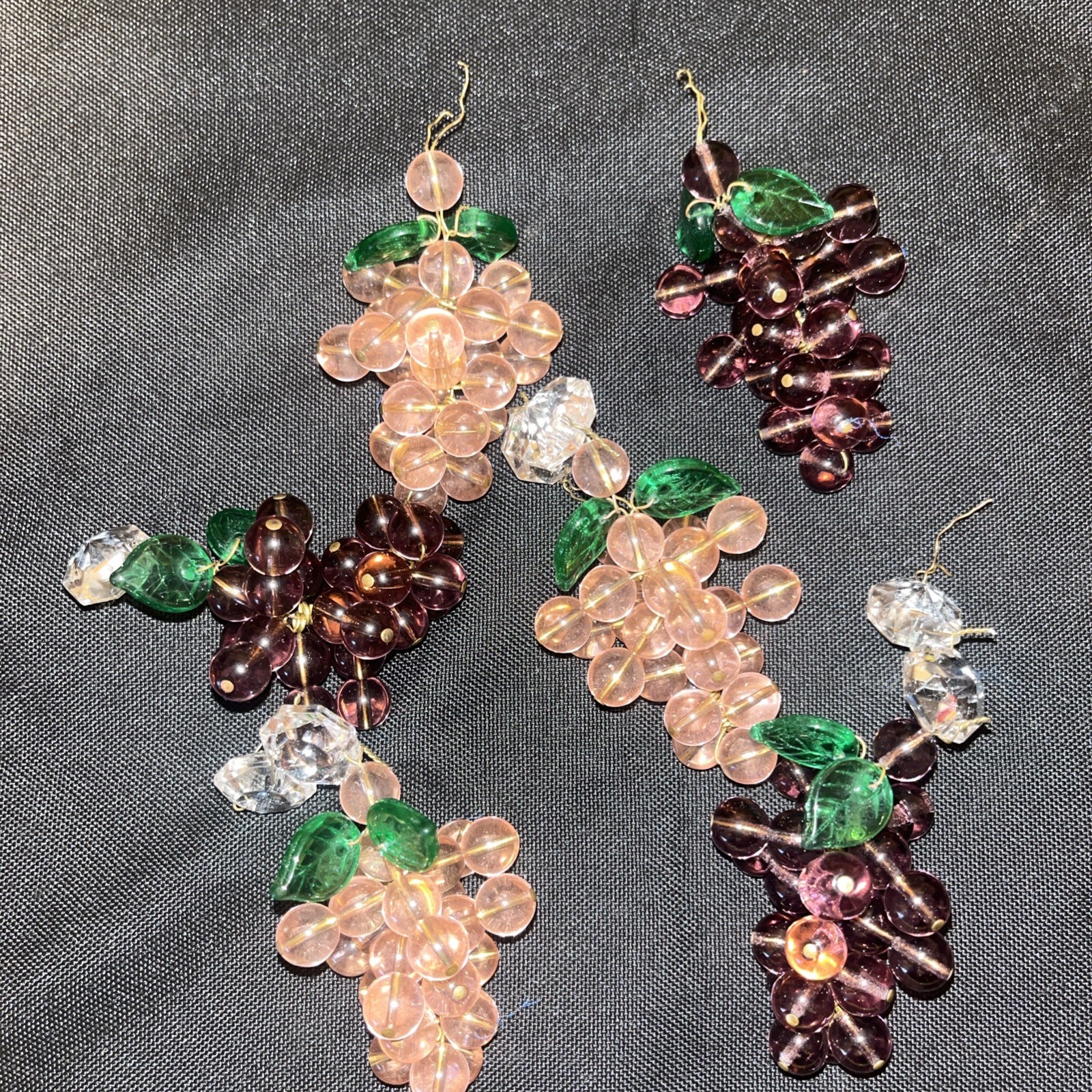 Authentic Murano Glass Grape Clusters Set of 6 Vintage Pink Purple