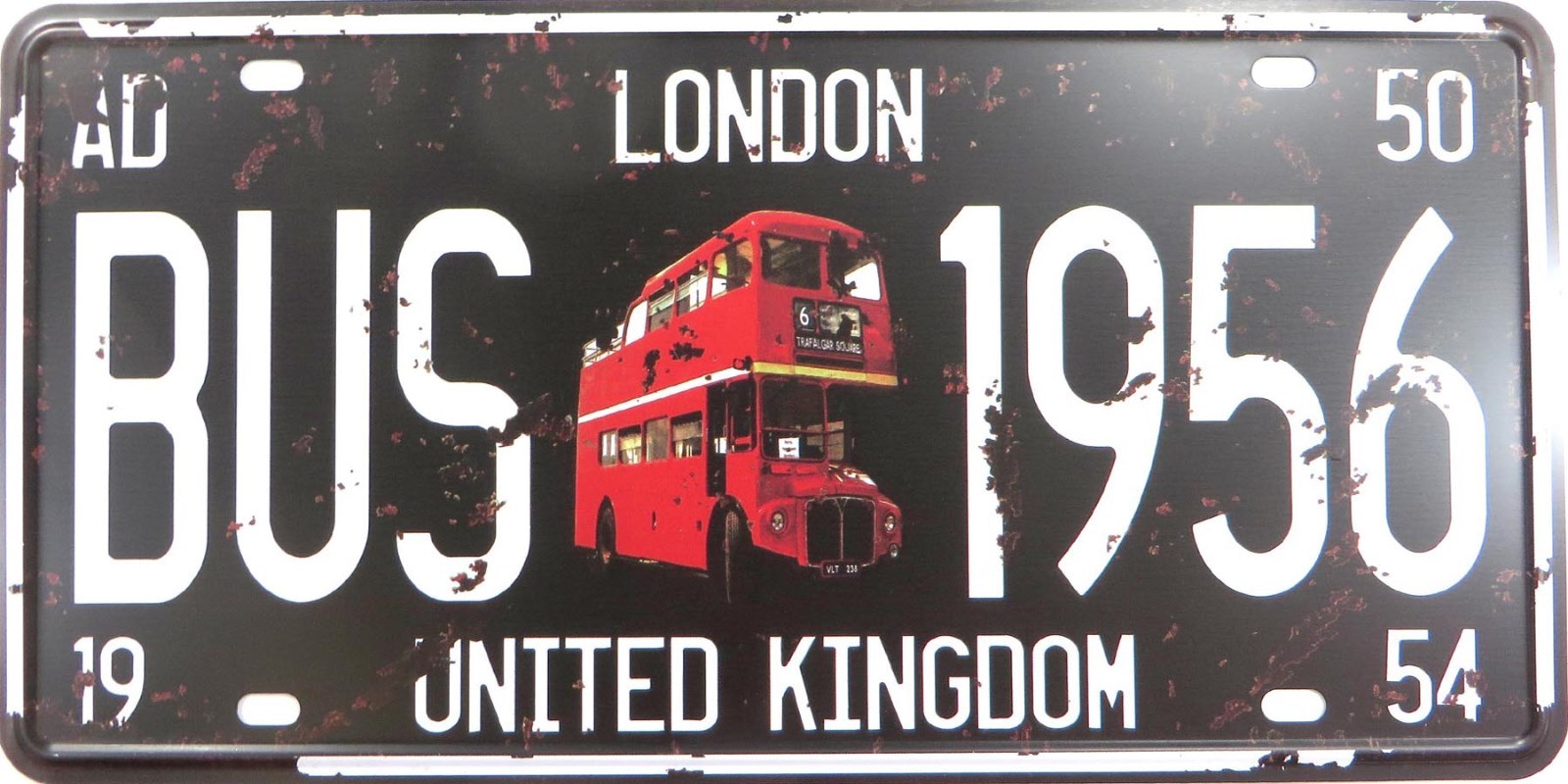 London red bus United Kingdom 1956 license plate tin sign home decor